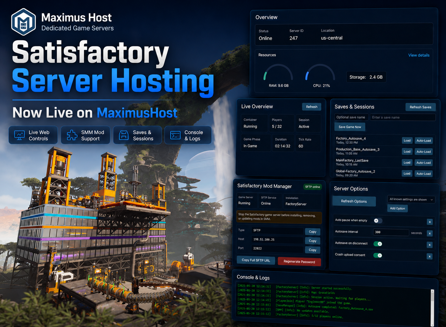satisfactory server hosting